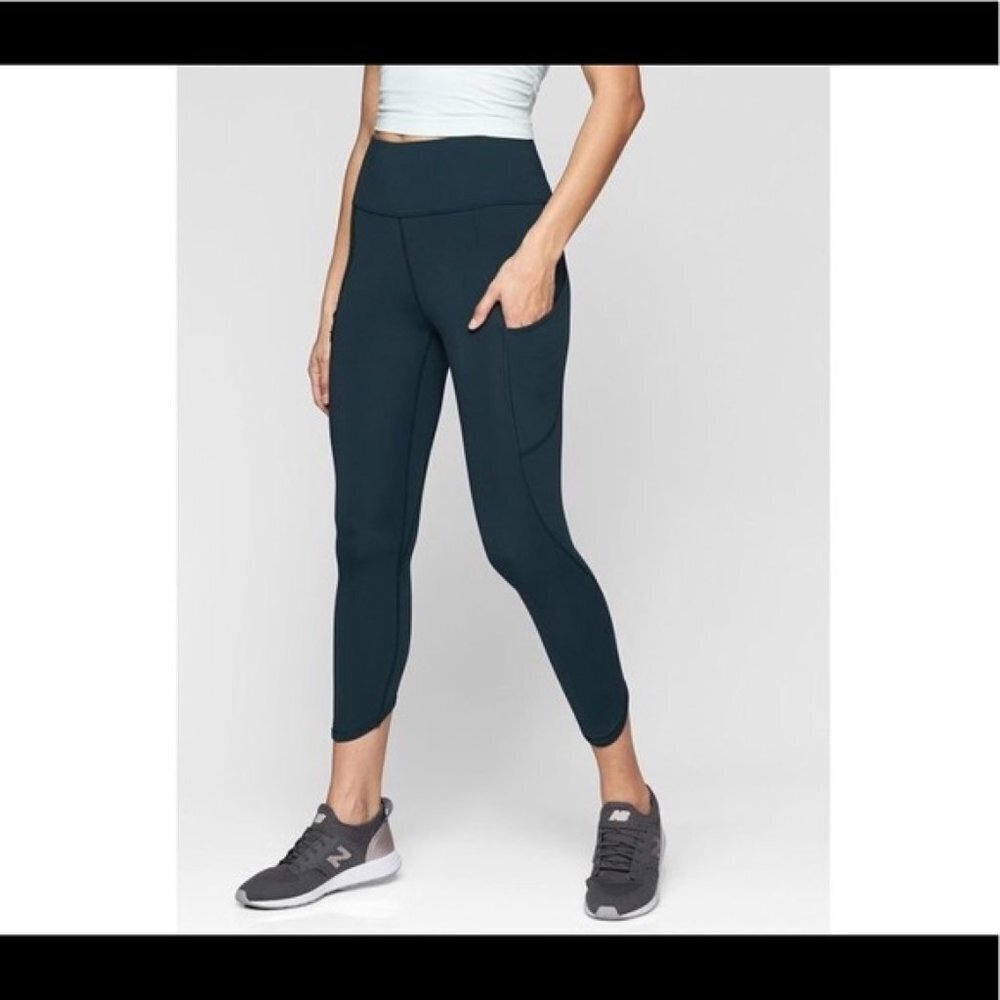 Athleta size Small All In Capri Dark Teal High Waist Leggings Phone Pockets